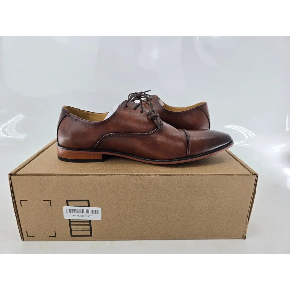 Tommy Hilfiger Saylor Cap Toe Oxford Mens 13 Brown Dress Shoes TMSAYLOR -Good